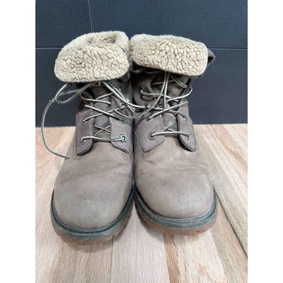 Timberland Women's Teddy Fleece Fold Boots Moto Waterproof Leather Gorpcore - Picture 4 of 10